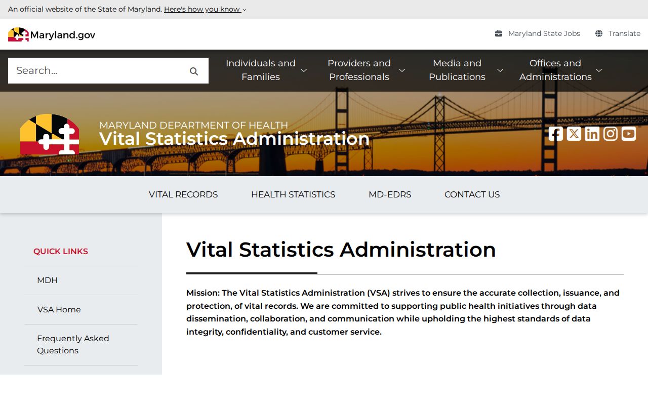 Bel Air South people search source for Maryland vital record applications
