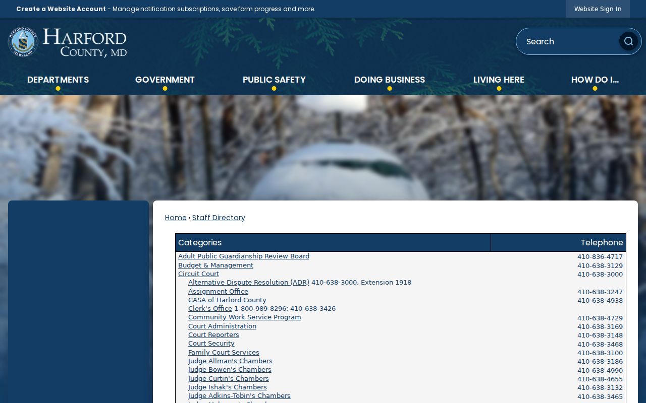Bel Air South people directories county department and staff listing